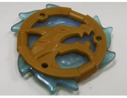 Ring 3 x 3 with Dragon Head with Molded Satin Trans-Light Blue Flames Pattern (Ninjago Wave Amulet): {топло златист}