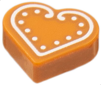 Tile, Round 1 x 1 Heart with White Cookie Icing Pattern: {тъмно оранжев}