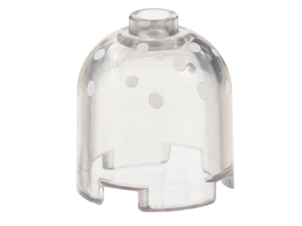 Brick, Round 2 x 2 x 1 2/3 Dome Top with White Snow Spots Pattern: {прозрачен}
