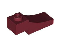 Тухличка 1X3, с външна полуарка, със срез: {нов тъмно червен}