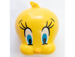 Minifigure, Head, Modified Looney Tunes Tweety with Black Eyelashes and Dark Azure Eyes Pattern: {ярко жълт}