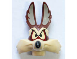 Minifigure, Head, Modified Looney Tunes Wile E. Coyote with Black Nose, Tan Face and Eyes Pattern: {червеникаво-кафяв}