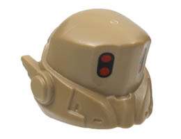 Minifigure, Headgear Helmet Space, Right Antenna, Pronounced Brow, 4 Red Dots Pattern: {пясъчно жълт}