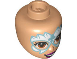 Mini Doll, Head Friends with Metallic Light Blue and White Face Paint, Magenta Lips, Open Mouth Smile Pattern: {нуга}