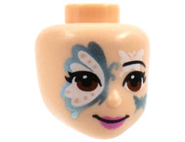 Mini Doll, Head Friends with Black Eyebrow, Metallic Blue and White Butterfly Face Paint, Reddish Brown Eyes, Dark Pink Lips Pattern : {светло нуга}