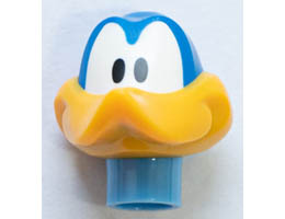 Minifigure, Head, Modified Looney Tunes Road Runner with Bright Light Orange Beak and Medium Blue Neck Pattern: {ярко син}