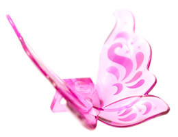 Minifigure Wings Butterfly with Lavender and Metallic Pink Swirls, Silver Stars Pattern: {прозрачен умерено червеникаво виолетов}