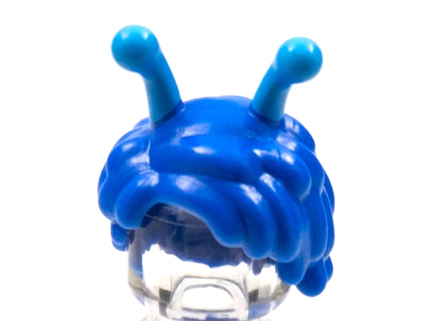 Minifigure, Hair Short with Dark Azure Antennae Pattern - Flexible Rubber: {ярко син}