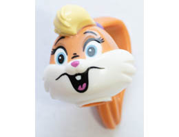 Minifigure, Head, Modified Looney Tunes Lola Bunny with White Face, Bright Pink Nose and Tongue Pattern: {нуга}