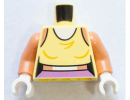 Torso Female Outline Blouse, Belt, Tail and Medium Lavender Shorts Pattern / Nougat Arms / White Hands: {студено жълт}