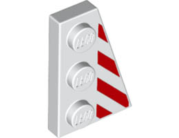 Wedge, Plate 3 x 2 Right with Red Danger Stripes Pattern: {бял}