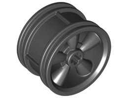 Wheel 30.4mm D. x 20mm with No Pin Holes and 5 Large Spokes: {черен}