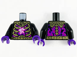 Torso Gold Armor and Ribs, Magenta, Dark Purple and White Energy Pattern / Black Arms / Dark Purple Hands: {черен}