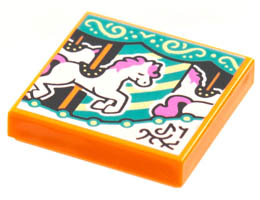 Tile 2 x 2 with Groove with BeatBit Album Cover - Carousel Horse Pattern: {ярко оранжев}