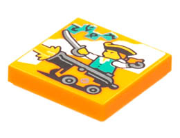 Tile 2 x 2 with Groove with BeatBit Album Cover - Pirate Firing Cannon Pattern: {ярко оранжев}