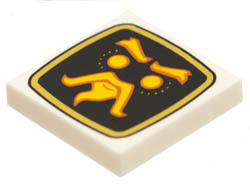 Tile 2 x 2 with Groove with Bright Light Orange Wu Bot Face on Black Screen Pattern: {бял}