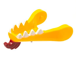 Dragon Head (Ninjago) Jaw Lower with White Teeth and Dark Red Beard and Spines Pattern: {огнено жълто-оранжев}