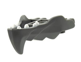 Dragon Head (Ninjago) Jaw with Large Spike and 2 Bar Handles on Back with White Teeth Pattern: {тъмно каменно сив}