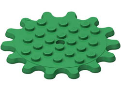 Plate, Round 6 x 6 with 14 Gear Teeth / Flower Petals: {тъмно зелен}