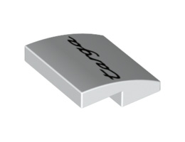 Slope, Curved 2 x 2 with Black targa Pattern: {бял}