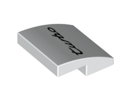 Slope, Curved 2 x 2 with Black turbo Pattern: {бял}