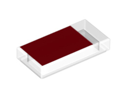 Tile 1 x 2 with Groove with Red Rectangle Pattern: {прозрачен}