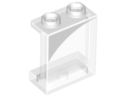 Panel 1 x 2 x 2 with Side Supports - Hollow Studs with White Curved Corner Pattern Model Right Side: {прозрачен}