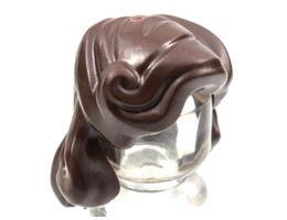 Minifigure, Hair Female Mid-Length Wavy, Side Strands Tied Back: {тъмно кафяв}