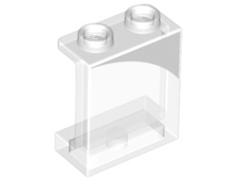 Panel 1 x 2 x 2 with Side Supports - Hollow Studs with White Curved Corner Pattern Model Left Side: {прозрачен}