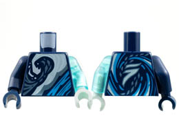 Torso White, Metallic Light Blue, Dark Azure Wave Pattern / Trans-Light Blue Arm Left / Dark Blue Arm Right / Light Aqua Hand Left / Dark Blue Hand Right : {земно син}