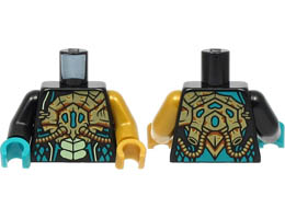 Torso Gold Breathing Apparatus, Yellowish Green Scales Pattern / Pearl Gold Arm Left / Black Arm Right / Pearl Gold Hand Left / Dark Turquoise Hand Right : {черен}