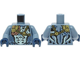 Torso Gold and Copper Chains and Scales over Light Aqua Chest, Black and Dark Blue Markings Pattern / Sand Blue Arms / Dark Blue Hands : {пясъчно син}