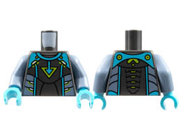 Torso Medium Azure Shoulders and Arrow, Lime Triangle and Trim, Sand Blue Side Panels Pattern / Sand Blue Arms / Medium Azure Hands : {титаниево метален}