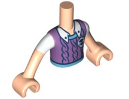 Torso Mini Doll Boy Medium Lavender Vest with Medium Azure Trim over White Shirt Pattern, Light Nougat Arms with Hands with White Short Sleeves : {светло нуга}
