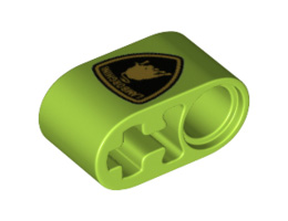 Technic, Liftarm 1 x 2 Thick with Pin Hole and Axle Hole with Lamborghini Bull Logo Pattern: {ярко жълто-зелен}