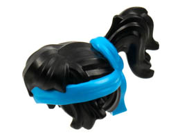 Minifigure, Hair Female with Ponytail, Dark Azure Headband Pattern: {черен}
