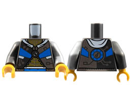 Torso Jacket, Gold Chest, Silver Zipper Circuitry, Left Panel, Blue Trim Pattern / Flat Silver Arm Left / Pearl Dark Gray Arm Right / Pearl Gold Hands : {титаниево метален}