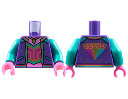 Torso Jacket with Gold Sparkles, Dark Pink Neck and Midriff, Gold Necklace, Magenta Halter Pattern / Dark Turquoise Arms / Dark Pink Hands : {светло виолетов}