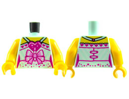 Torso Female Dress, Yellow Shoulders, Magenta Hearts, Bright Pink Bow, Speckles Pattern / Yellow Arms / Yellow Hands: {аквамарин}