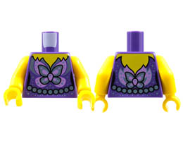 Torso Female Yellow Neck, Metallic Light Blue and Medium Lavender Butterfly, Sparkles, Pearl Belt Pattern / Yellow Arms / Yellow Hands : {светло виолетов}