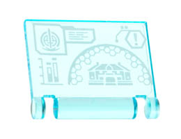 Minifigure, Utensil Book Cover with Computer Screen, White S.W.O.R.D. Logo, Hex Diagram Pattern: {прозрачно светло син}