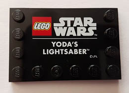 Tile, Modified 4 x 6 with Studs on Edges with Star Wars Logo and 'YODA'S LIGHTSABER' Pattern: {черен}