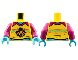Torso Medium Azure Neck, Magenta Collar, Leopard Logo Pattern / Magenta Arms / Medium Azure Hands: {ярко жълт}