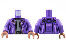 Torso Jacket, Lavender Trim, Gold Zipper, Dark Bluish Gray Shirt Pattern / Dark Purple Arms / Reddish Brown Hands: {светло виолетов}