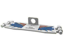 Minifigure Wings Clipped with Bar Handles on Ends with Silver, Dark Red, and Dark Blue Details Pattern: {умерено каменно сив}