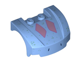 Vehicle, Mudguard 3 x 4 x 1 2/3 Curved Front with Metallic Blue Spots and Pink Diamonds Pattern (Bruni): {умерено син}