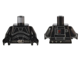 Torso SW Armor with Light Bluish Gray Outlines, Dark Bluish Gray Belt, Silver Buckle, and Backpack with Red Lights Pattern / Black Arms / Black Hands : {черен}