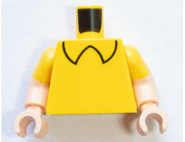 Torso Black Shirt Collar Pattern / Light Nougat Arms with Molded Yellow Short Sleeves Pattern / Light Nougat Hands: {ярко жълт}