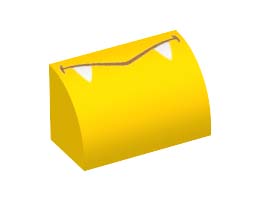 BRICK 1X2, OUTSIDE HALF BOW, NO. 9: {ярко жълт}