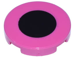 Tile, Round 2 x 2 with Bottom Stud Holder with Centered Black Circle Pattern (Super Mario Birdo Snout End): {ярко пурпурен}